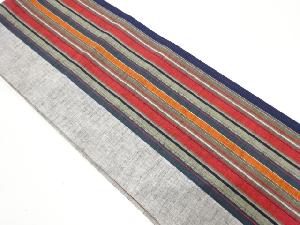 アンティーク　綿紬　縞模様織り出し袋帯（材料）